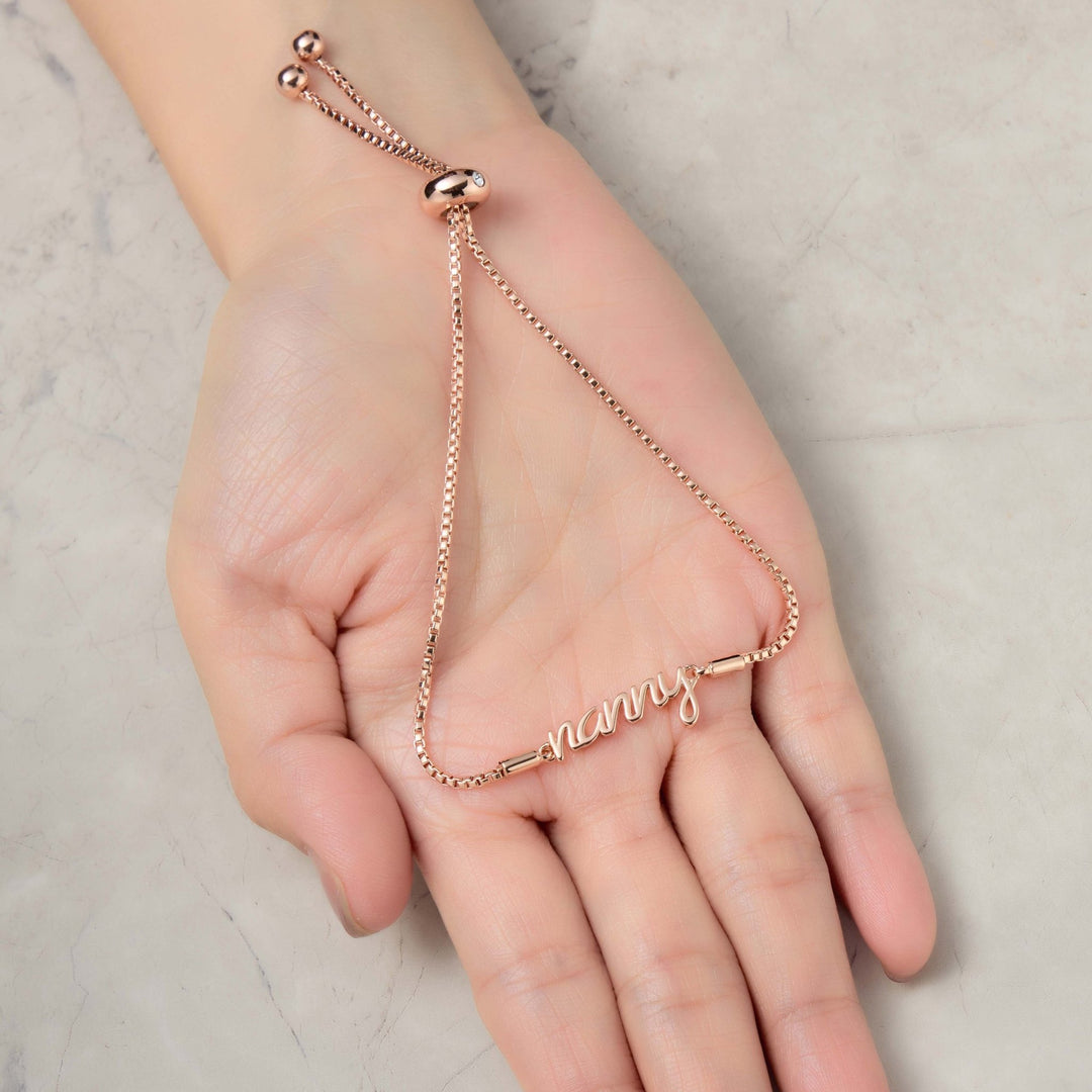 Rose Gold Plated Nanny Bracelet Created with Zircondia® Crystals - Philip Jones Jewellery