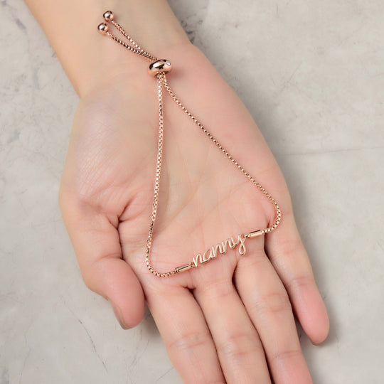 Rose Gold Plated Nanny Bracelet Created with Zircondia® Crystals - Philip Jones Jewellery