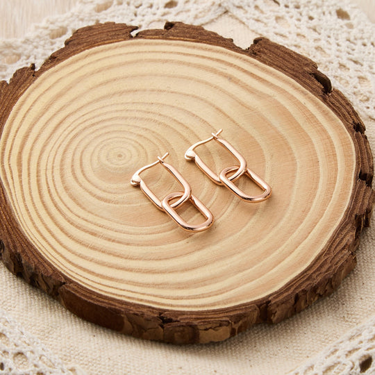 Rose Gold Plated Paperclip Earrings - Philip Jones Jewellery