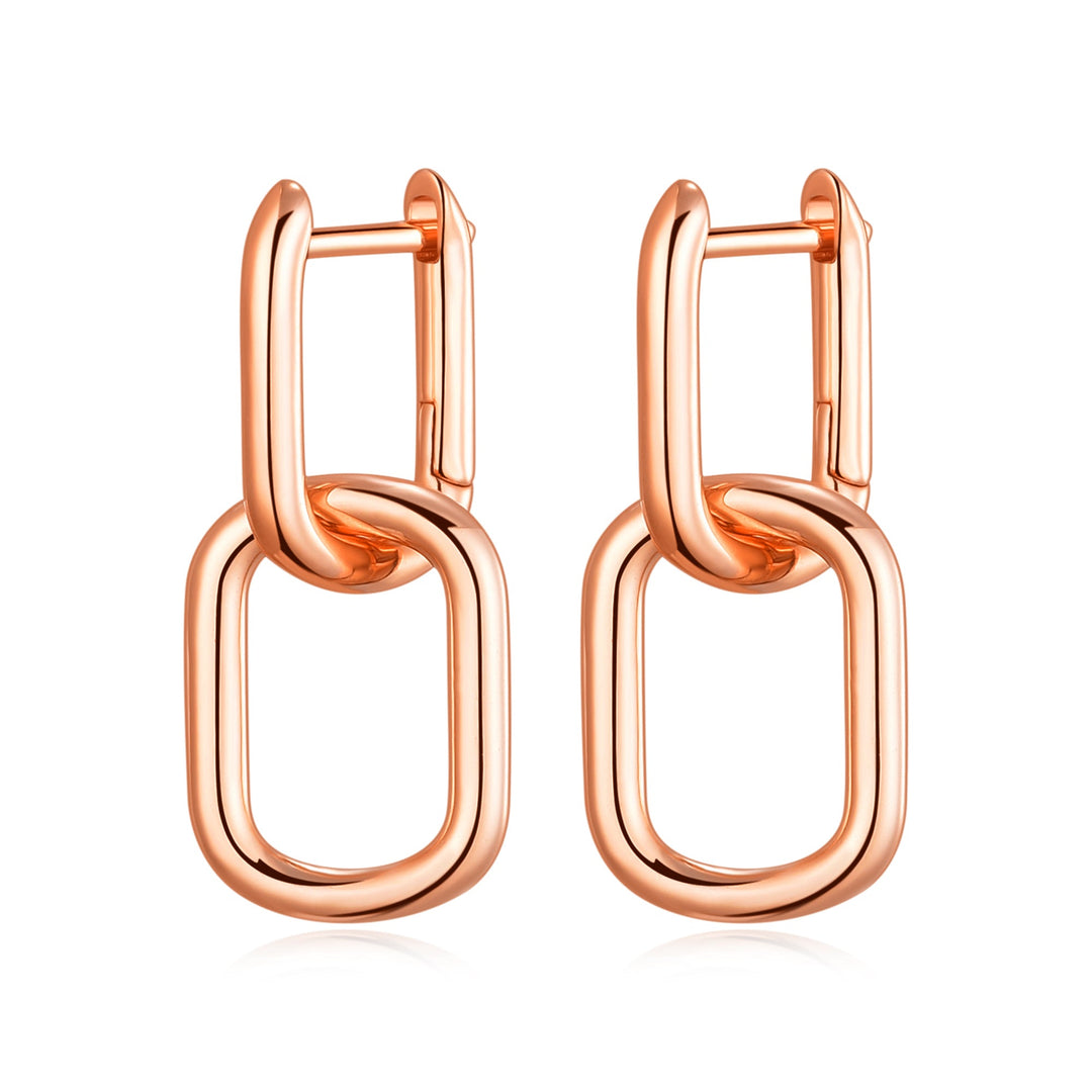 Rose Gold Plated Paperclip Earrings - Philip Jones Jewellery