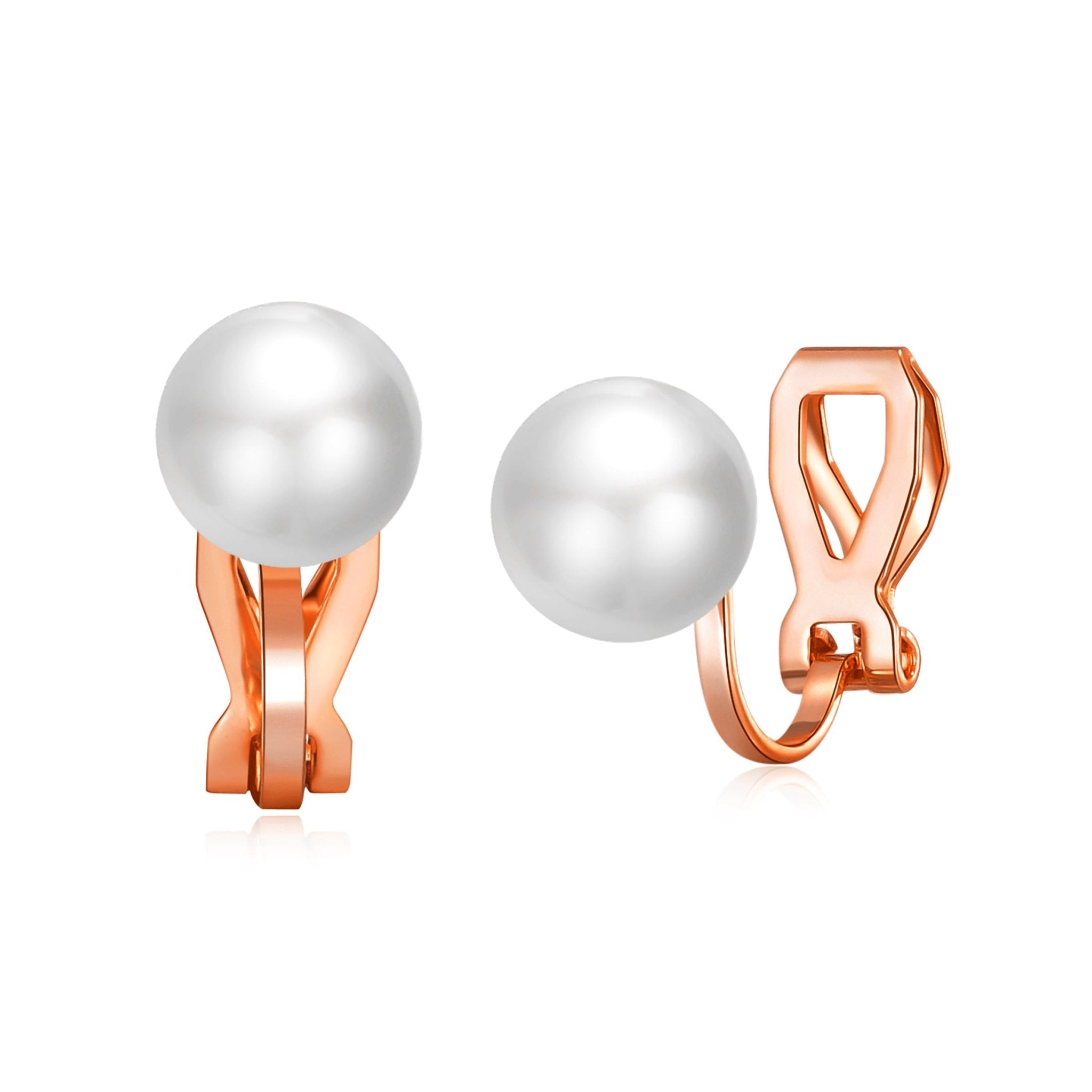 Rose Gold Plated Pearl Clip On Earrings - Philip Jones Jewellery