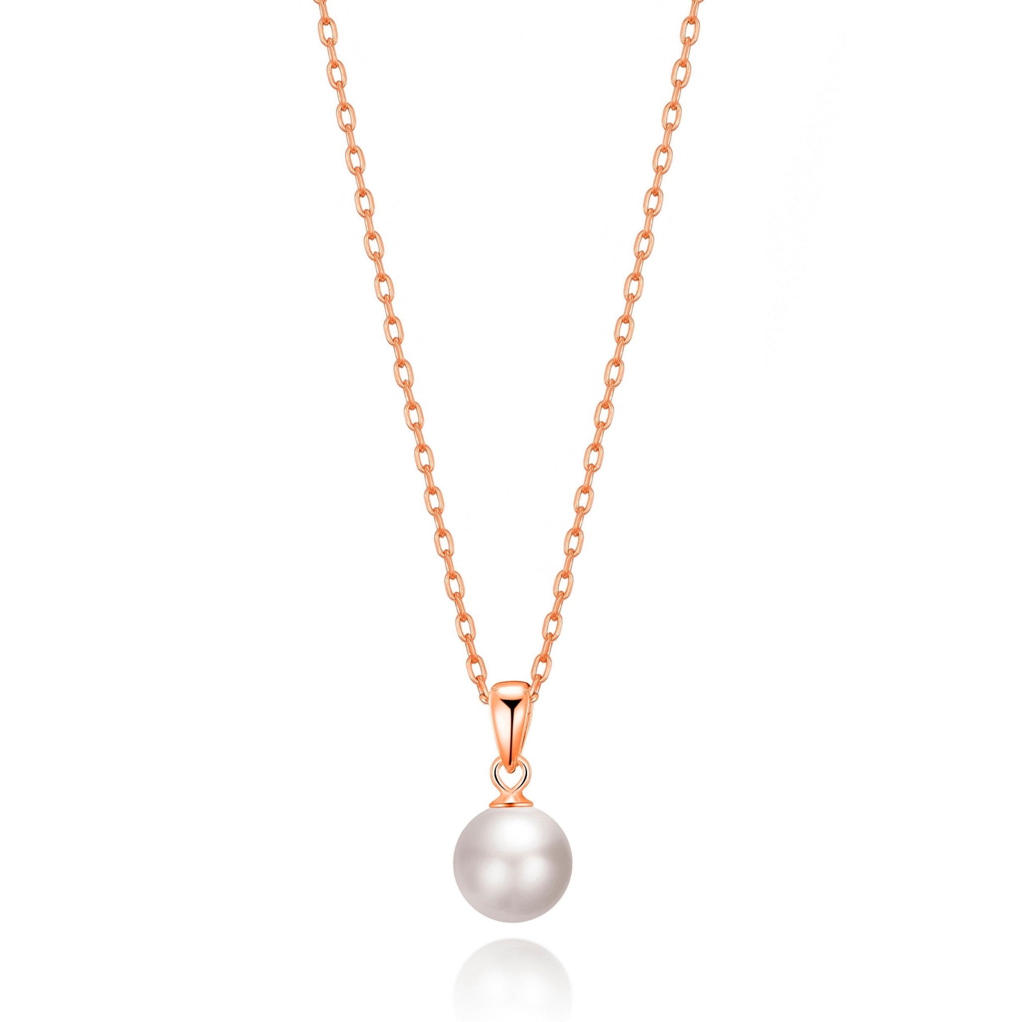 Rose Gold Plated Shell Pearl Necklace - Philip Jones Jewellery