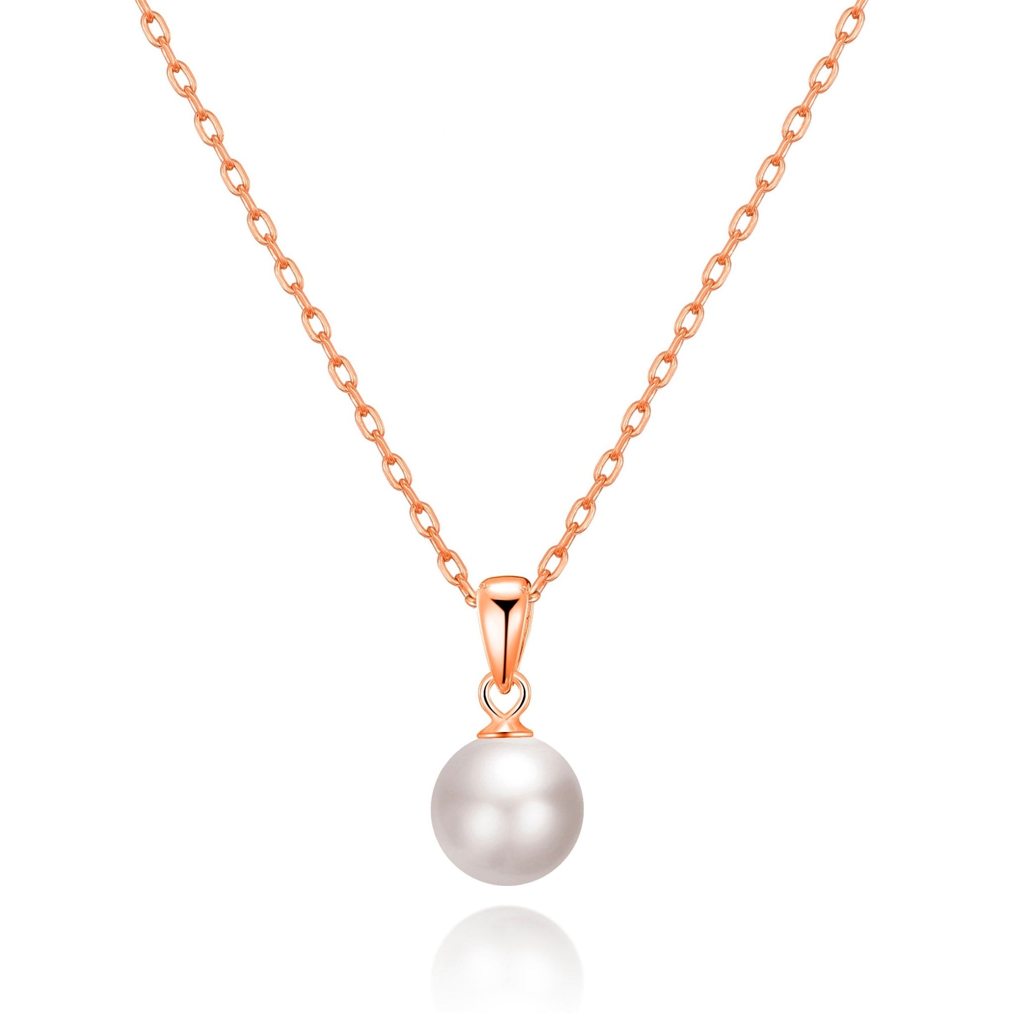 Rose Gold Plated Shell Pearl Necklace - Philip Jones Jewellery