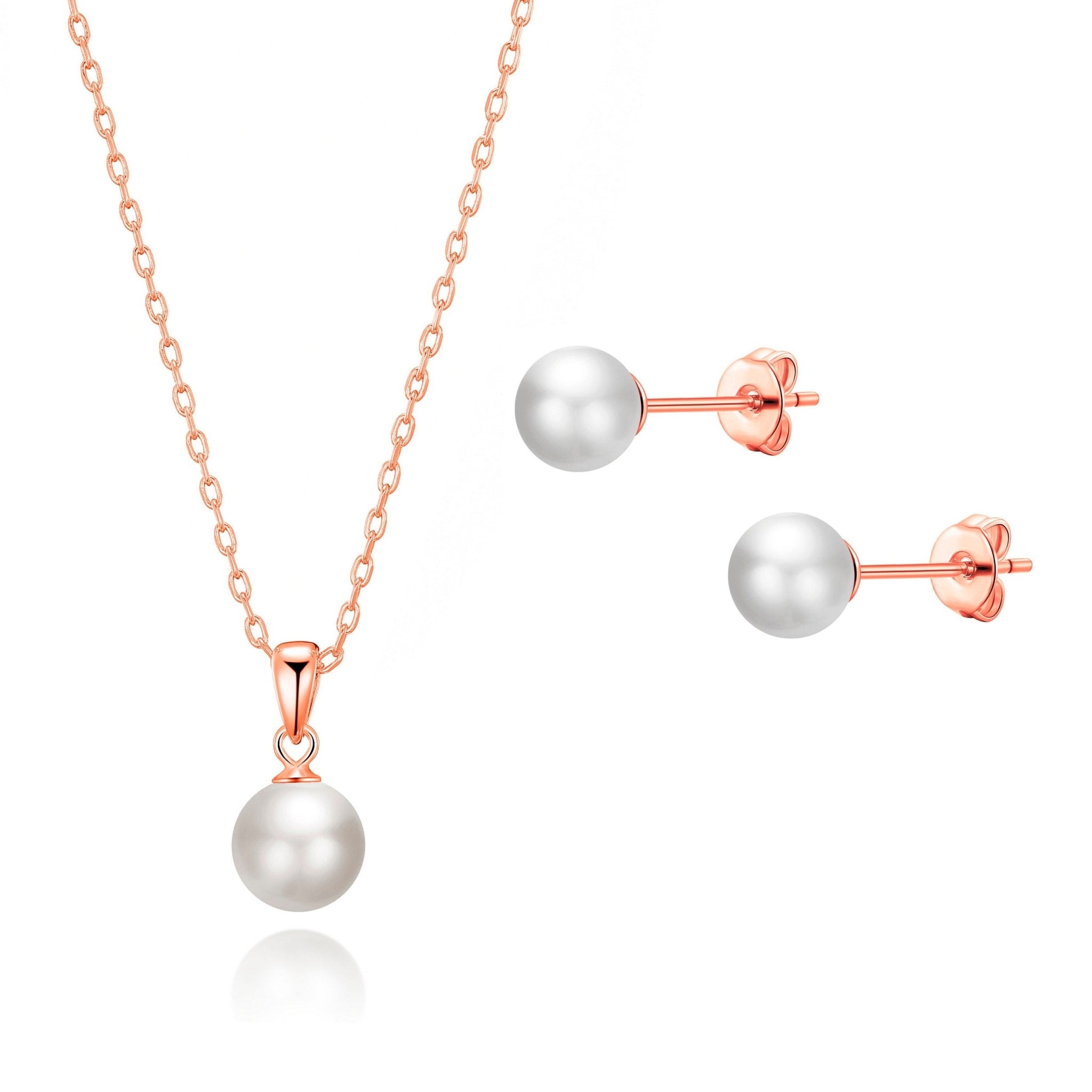 Rose Gold Plated Shell Pearl Set - Philip Jones Jewellery