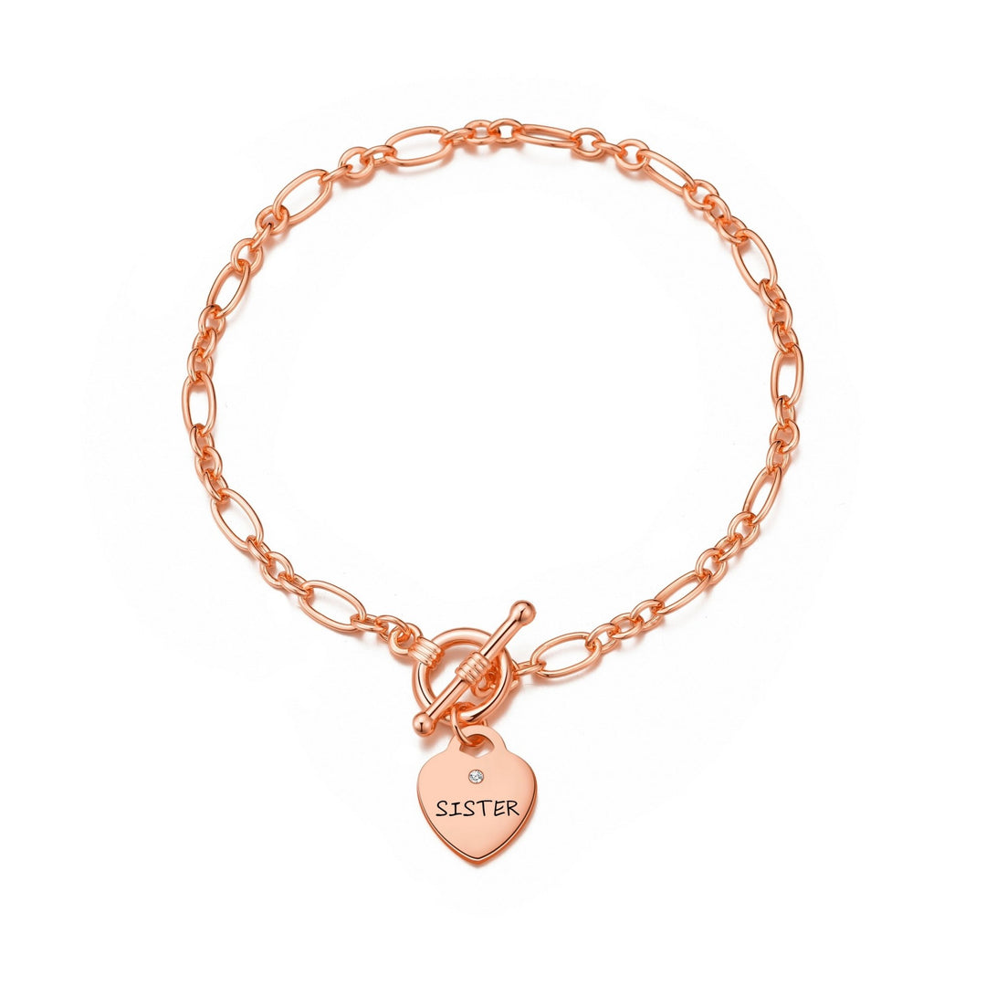 Rose Gold Plated Sister Charm Bracelet Created with Zircondia® Crystals - Philip Jones Jewellery