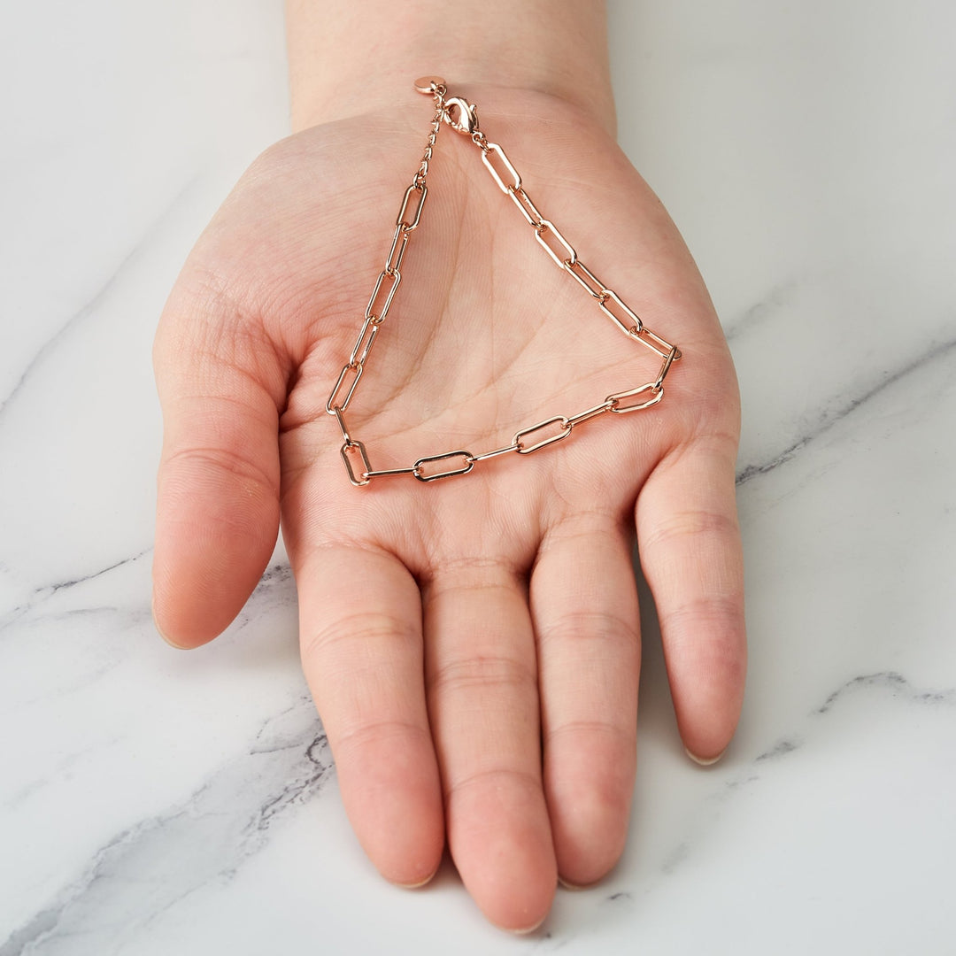 Rose Gold Plated Small Link Paperclip Bracelet - Philip Jones Jewellery