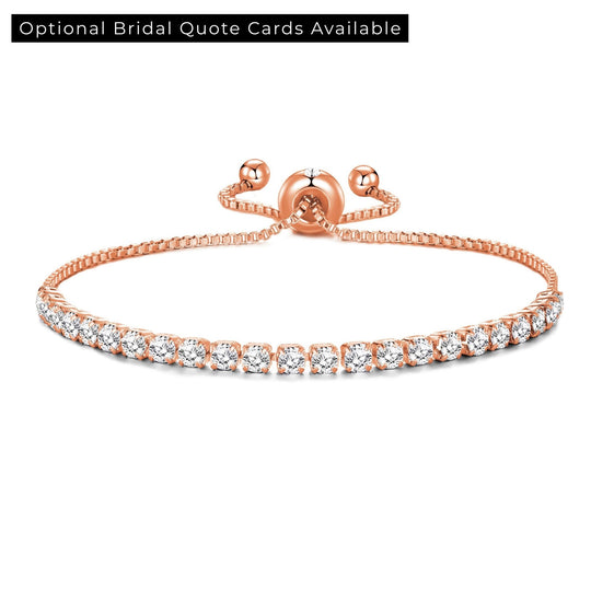 Rose Gold Plated Solitaire Bridal Bracelet Created with Zircondia® Crystals - Philip Jones Jewellery