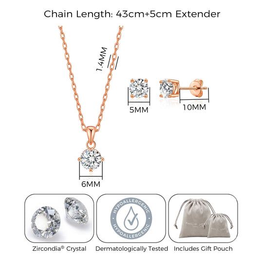 Rose Gold Plated Solitaire Friendship Slider Bridal Set Created with Zircondia® Crystals - Philip Jones Jewellery