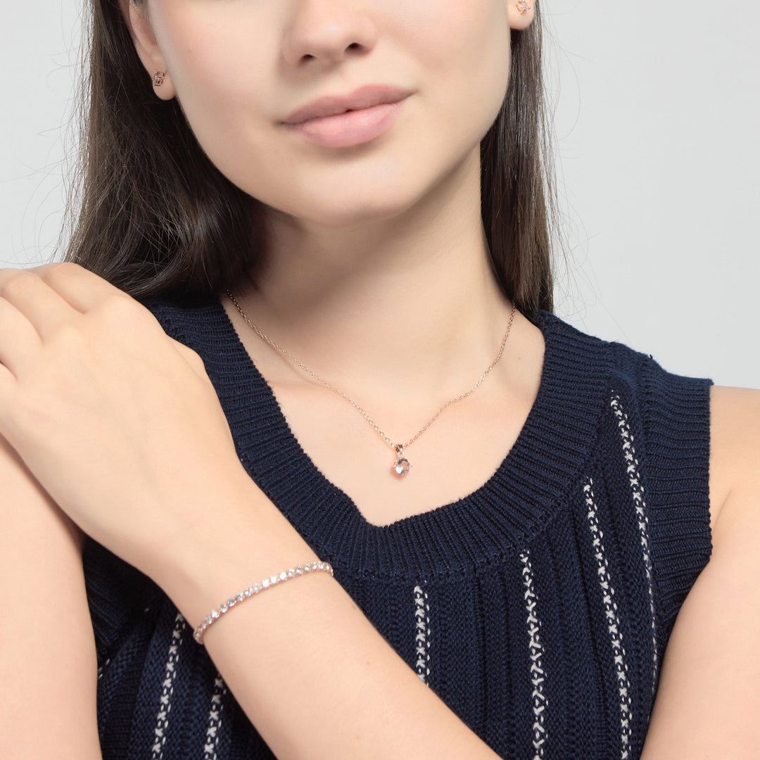 Rose Gold Plated Solitaire Friendship Slider Set Created with Zircondia® Crystals