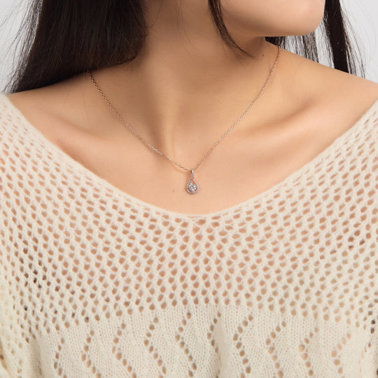 Rose Gold Plated Solitaire Twist Necklace Created with Zircondia® Crystals - Philip Jones Jewellery