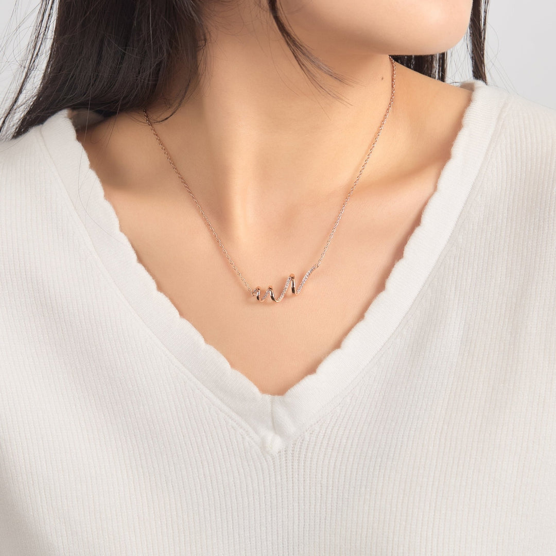 Rose Gold Plated Spiral Necklace Created with Zircondia® Crystals - Philip Jones Jewellery