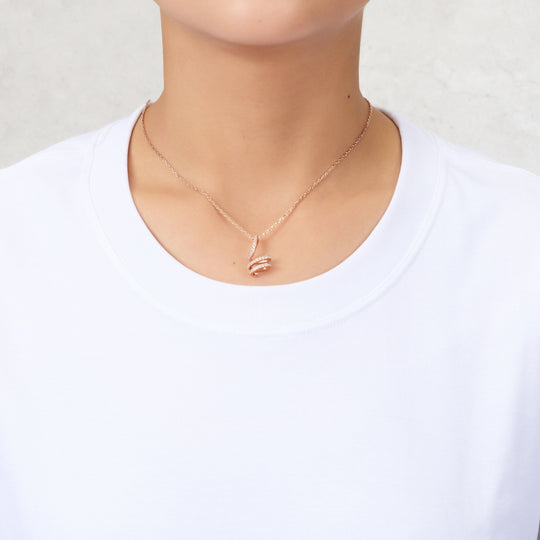 Rose Gold Plated Spiral Twist Necklace Created with Zircondia® Crystals - Philip Jones Jewellery