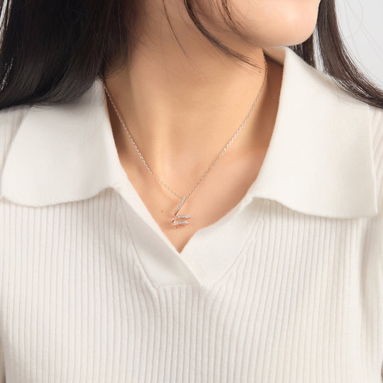 Rose Gold Plated Spiral Twist Necklace Created with Zircondia® Crystals - Philip Jones Jewellery