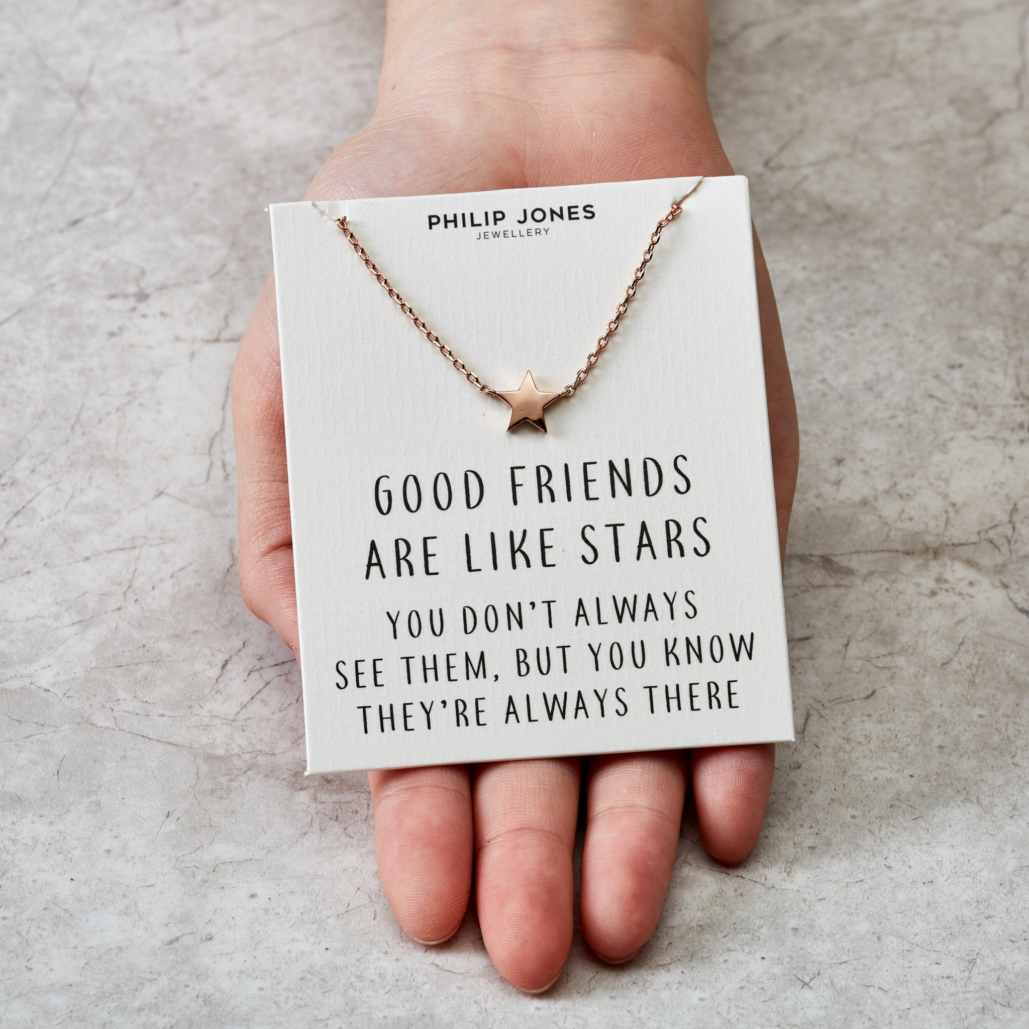 Rose Gold Plated Star Necklace with Quote Card - Philip Jones Jewellery