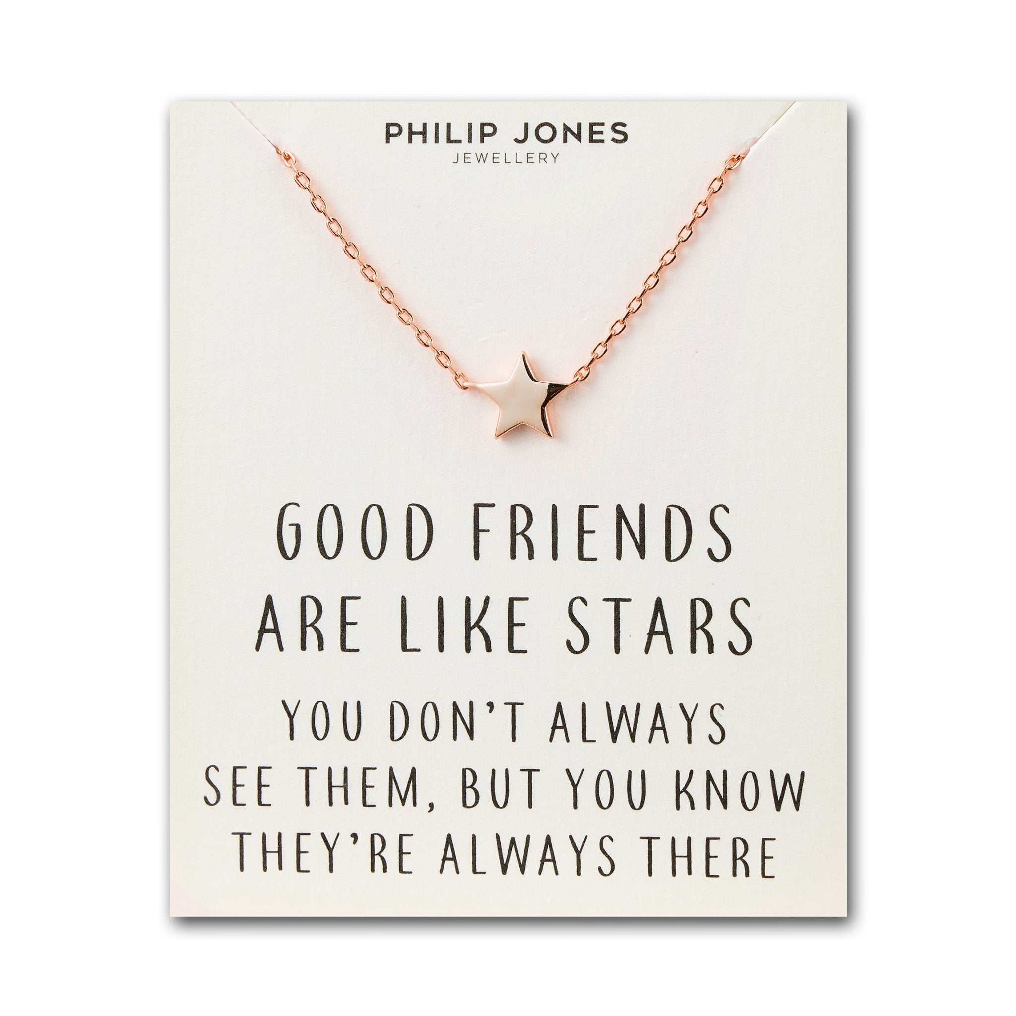 Rose Gold Plated Star Necklace with Quote Card - Philip Jones Jewellery