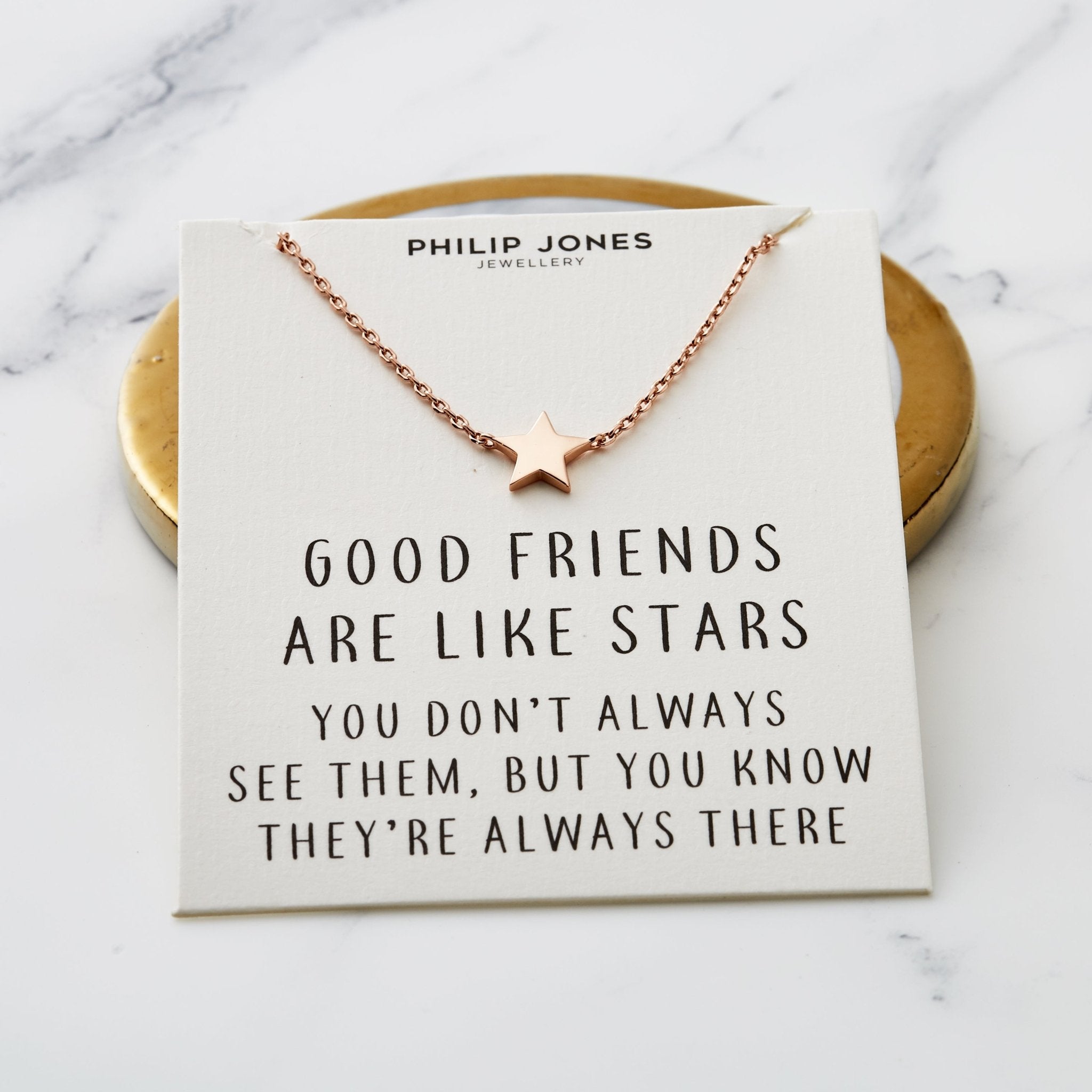 Rose Gold Plated Star Necklace with Quote Card - Philip Jones Jewellery