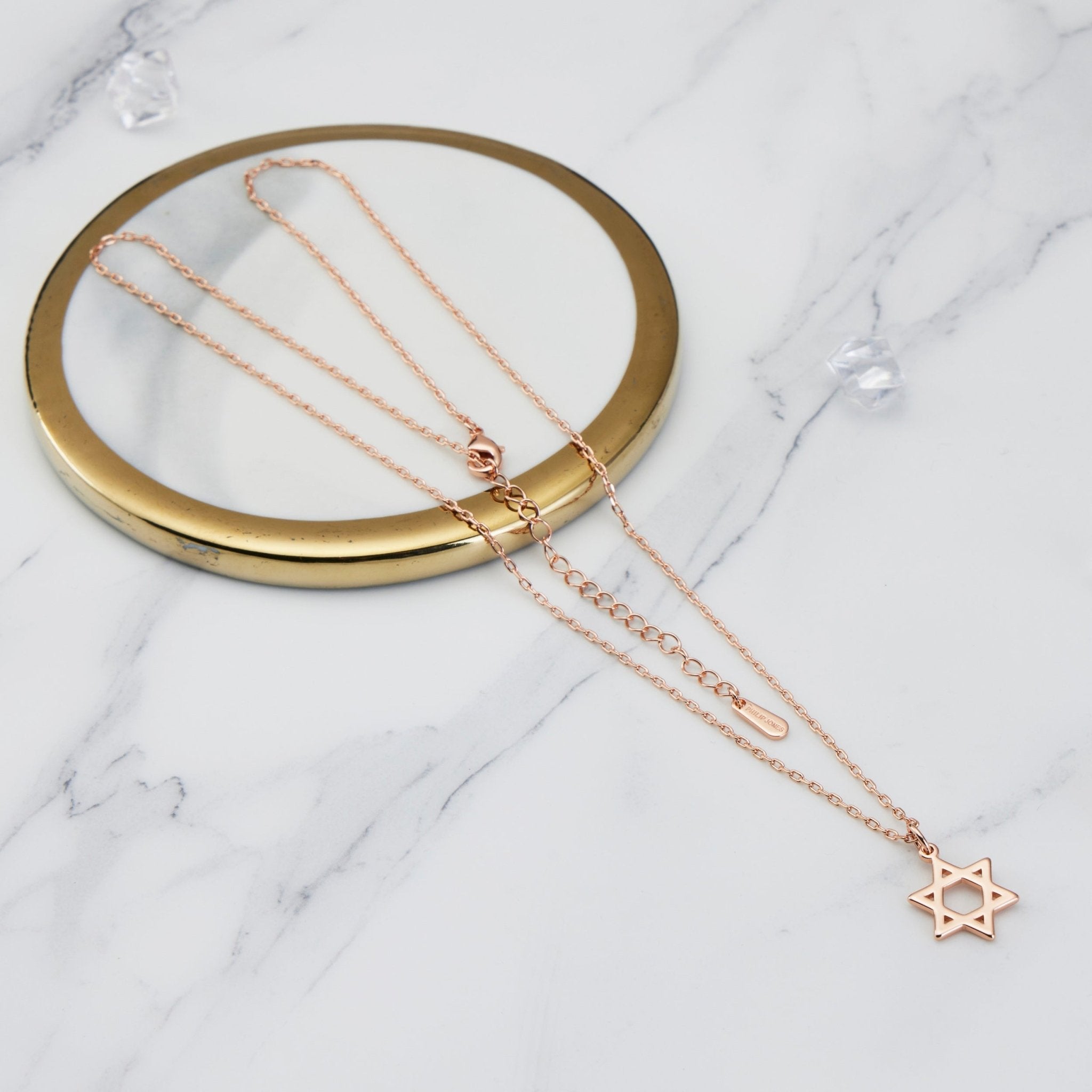 Rose Gold Plated Star of David Necklace - Philip Jones Jewellery