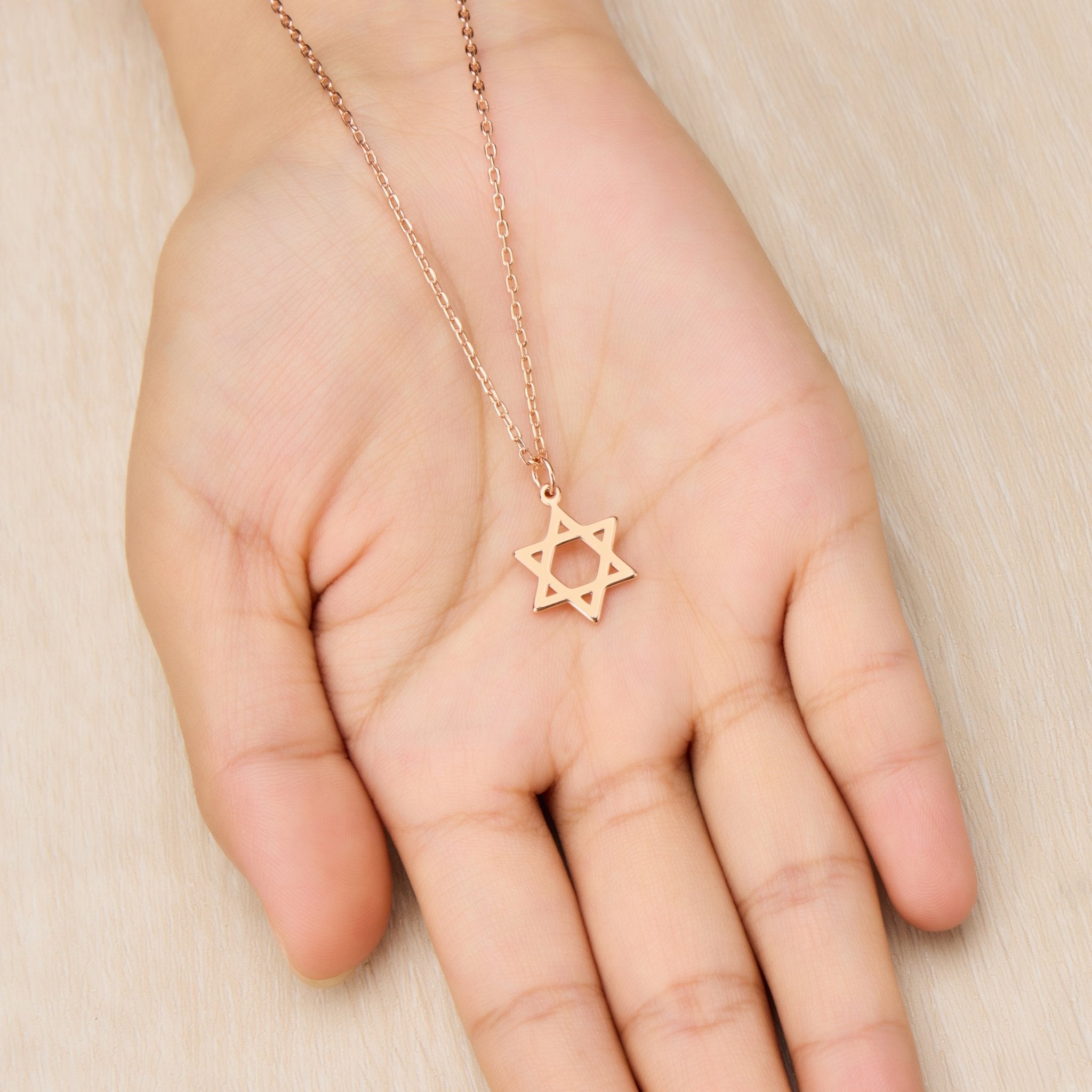 Rose Gold Plated Star of David Necklace - Philip Jones Jewellery