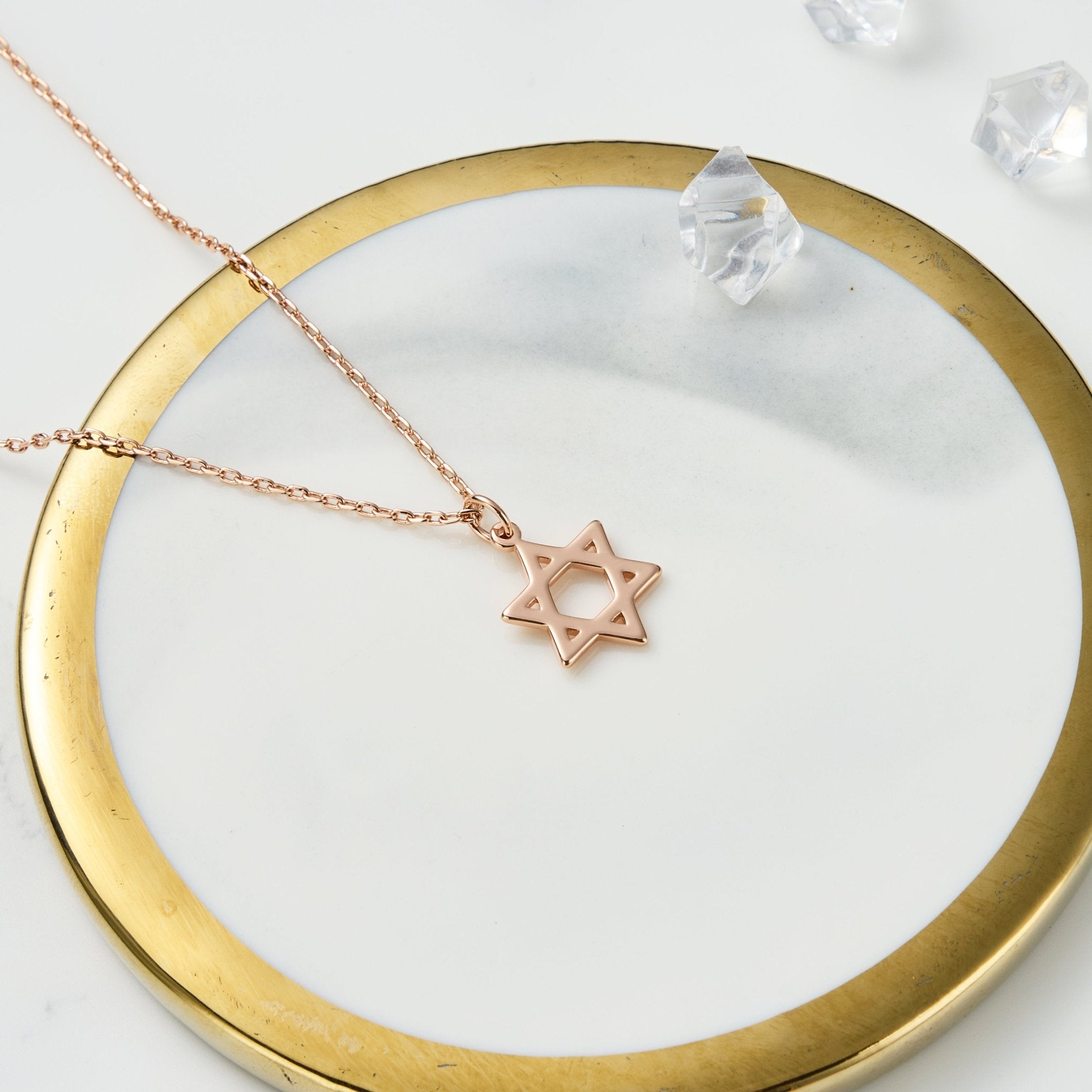 Rose Gold Plated Star of David Necklace - Philip Jones Jewellery