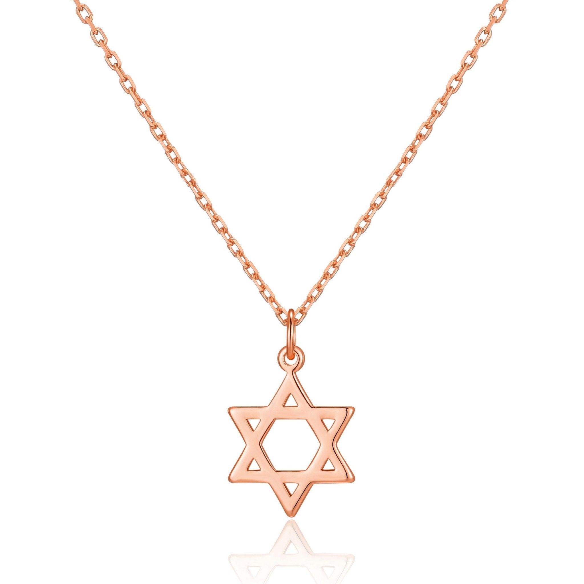 Rose Gold Plated Star of David Necklace - Philip Jones Jewellery