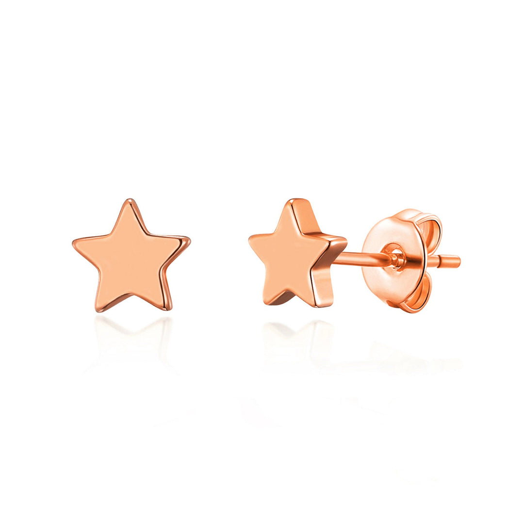 Rose Gold Plated Star Stud Earrings - Philip Jones Jewellery