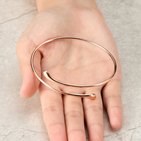 Rose Gold Plated Teardrop Bangle - Philip Jones Jewellery