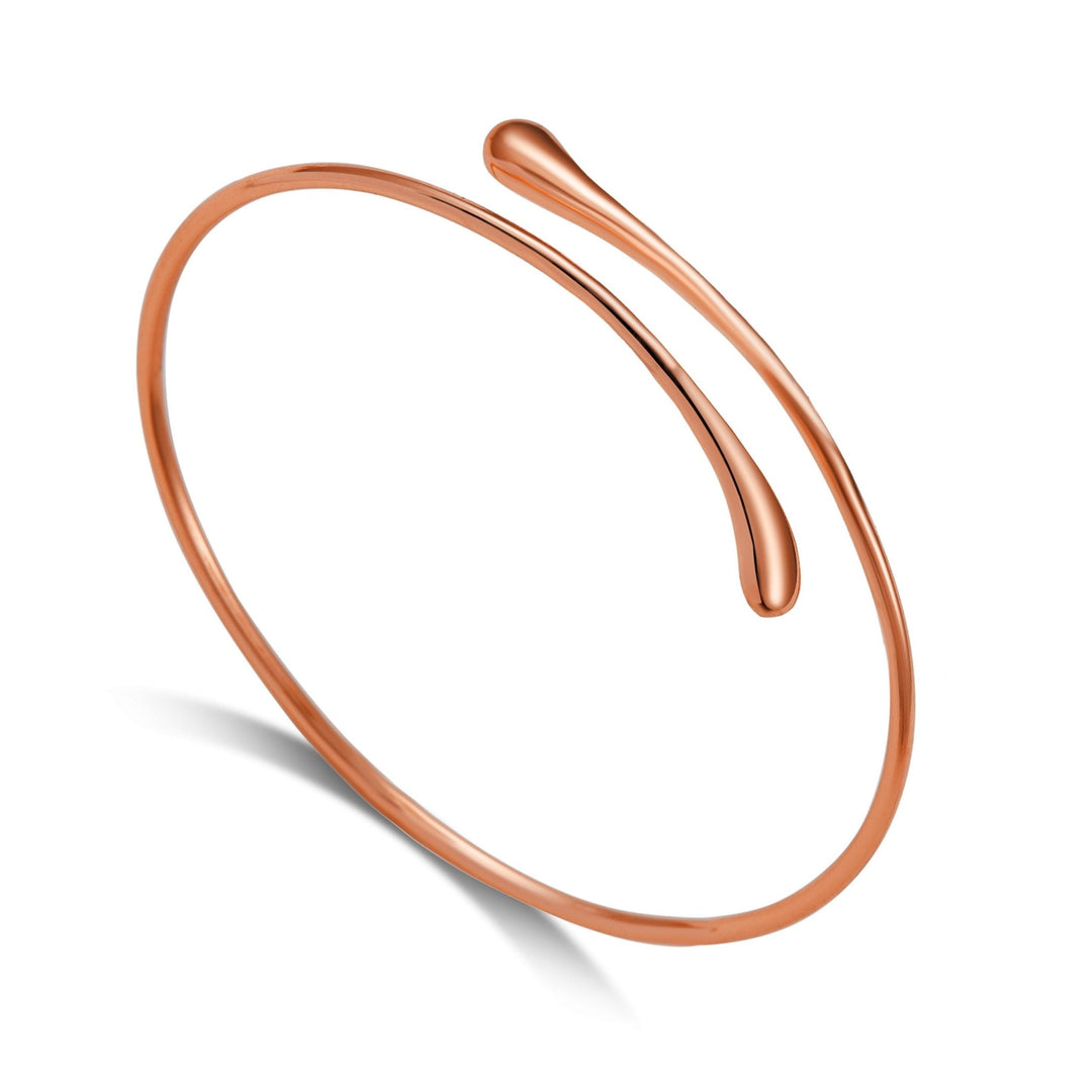 Rose Gold Plated Teardrop Bangle - Philip Jones Jewellery