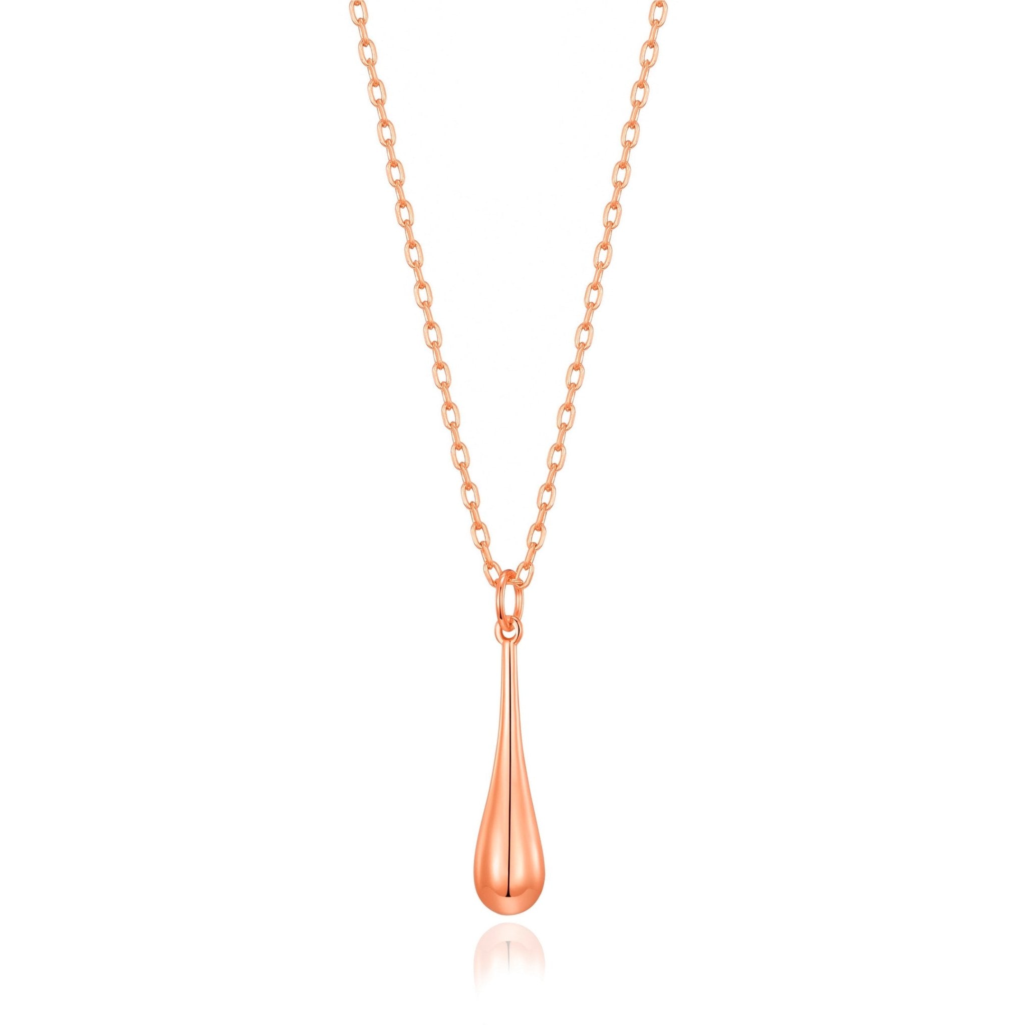 Rose Gold Plated Teardrop Necklace - Philip Jones Jewellery