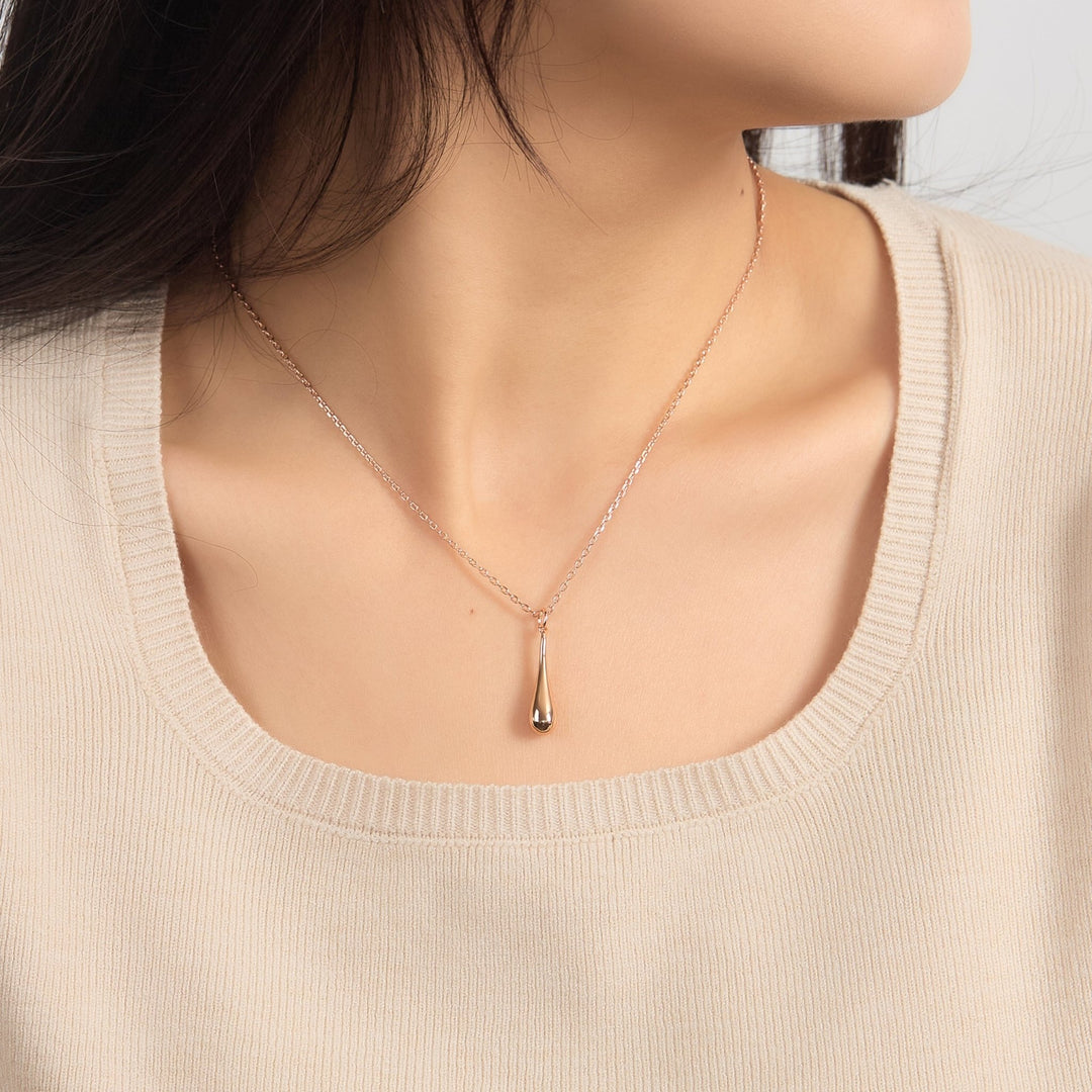 Rose Gold Plated Teardrop Necklace - Philip Jones Jewellery