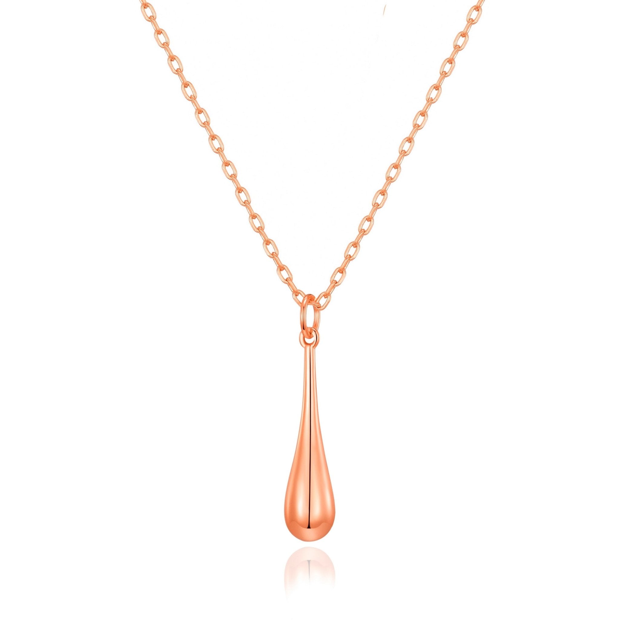 Rose Gold Plated Teardrop Necklace - Philip Jones Jewellery