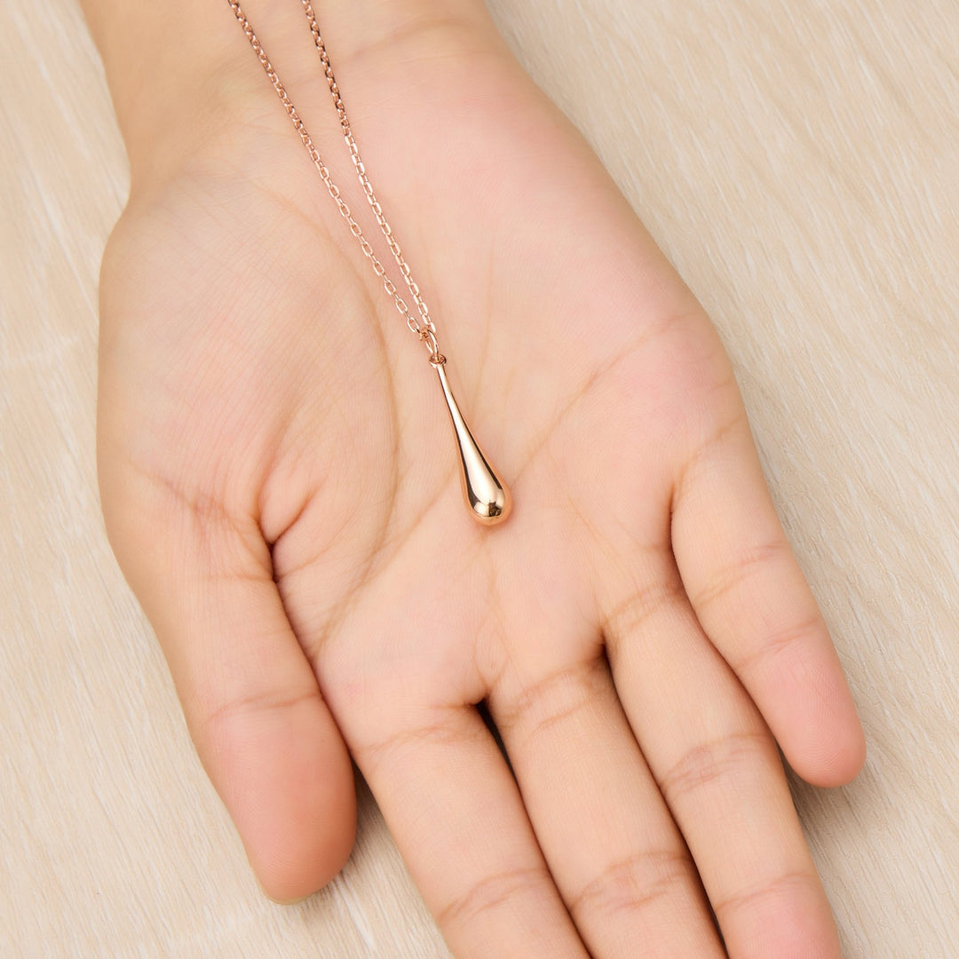 Rose Gold Plated Teardrop Necklace - Philip Jones Jewellery