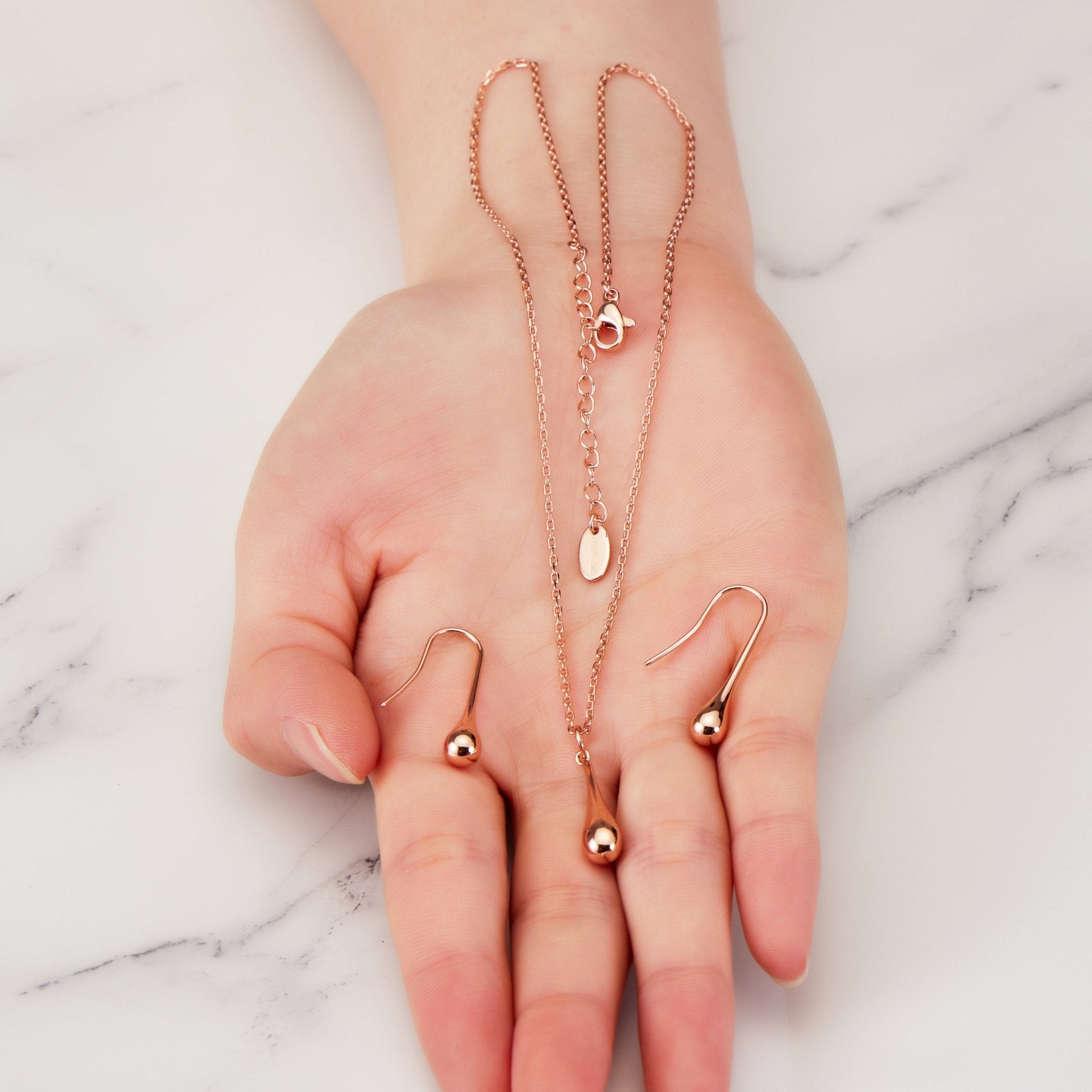 Rose Gold Plated Teardrop Set - Philip Jones Jewellery