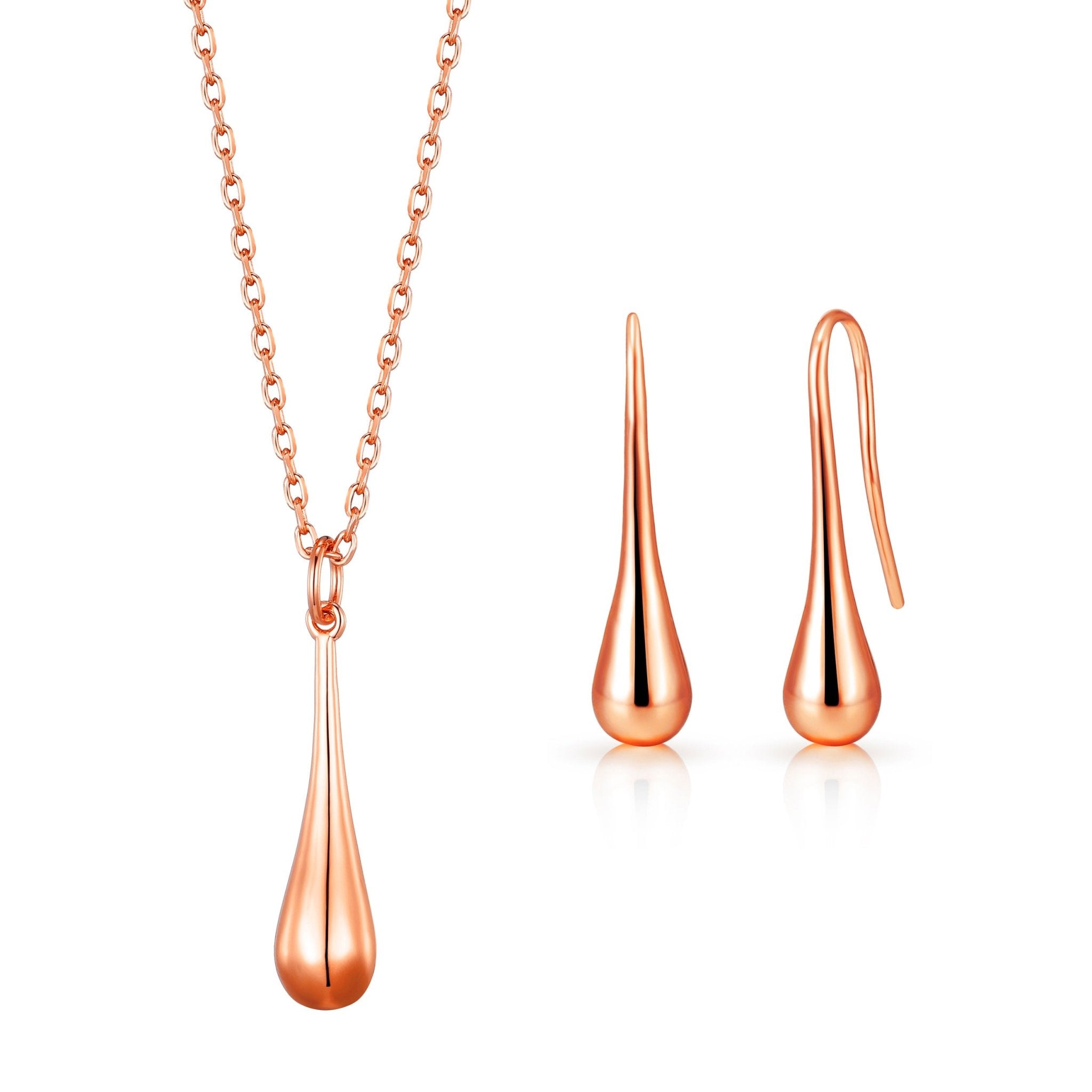 Rose Gold Plated Teardrop Set - Philip Jones Jewellery