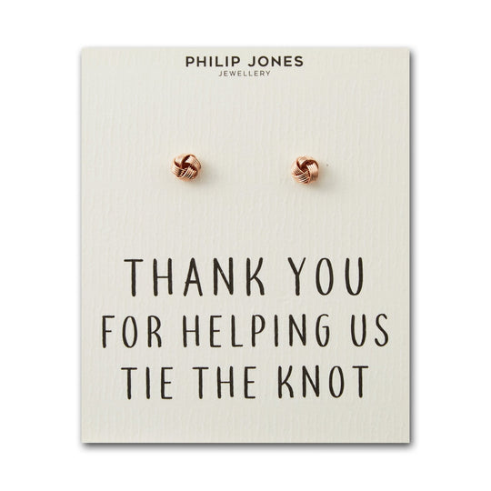 Rose Gold Plated Thank You for Helping us Tie The Knot Earrings with Quote Card - Philip Jones Jewellery