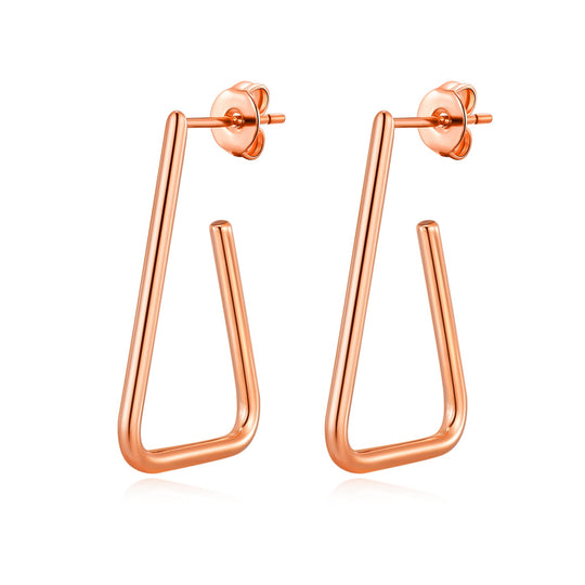 Rose Gold Plated Triangle Hoop Earrings - Philip Jones Jewellery