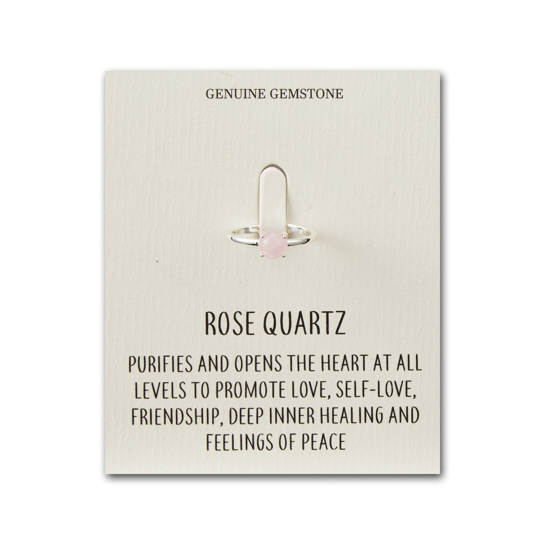 Rose Quartz Adjustable Ring with Quote Card - Philip Jones Jewellery