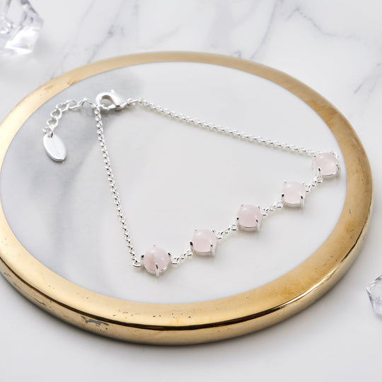 Rose Quartz Gemstone Bracelet - Philip Jones Jewellery
