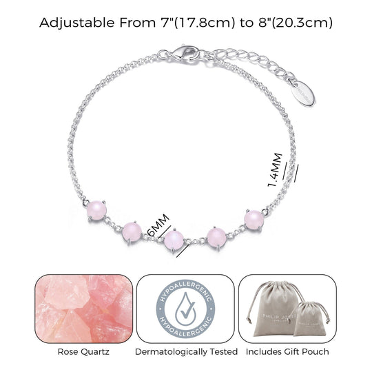 Rose Quartz Gemstone Bracelet - Philip Jones Jewellery
