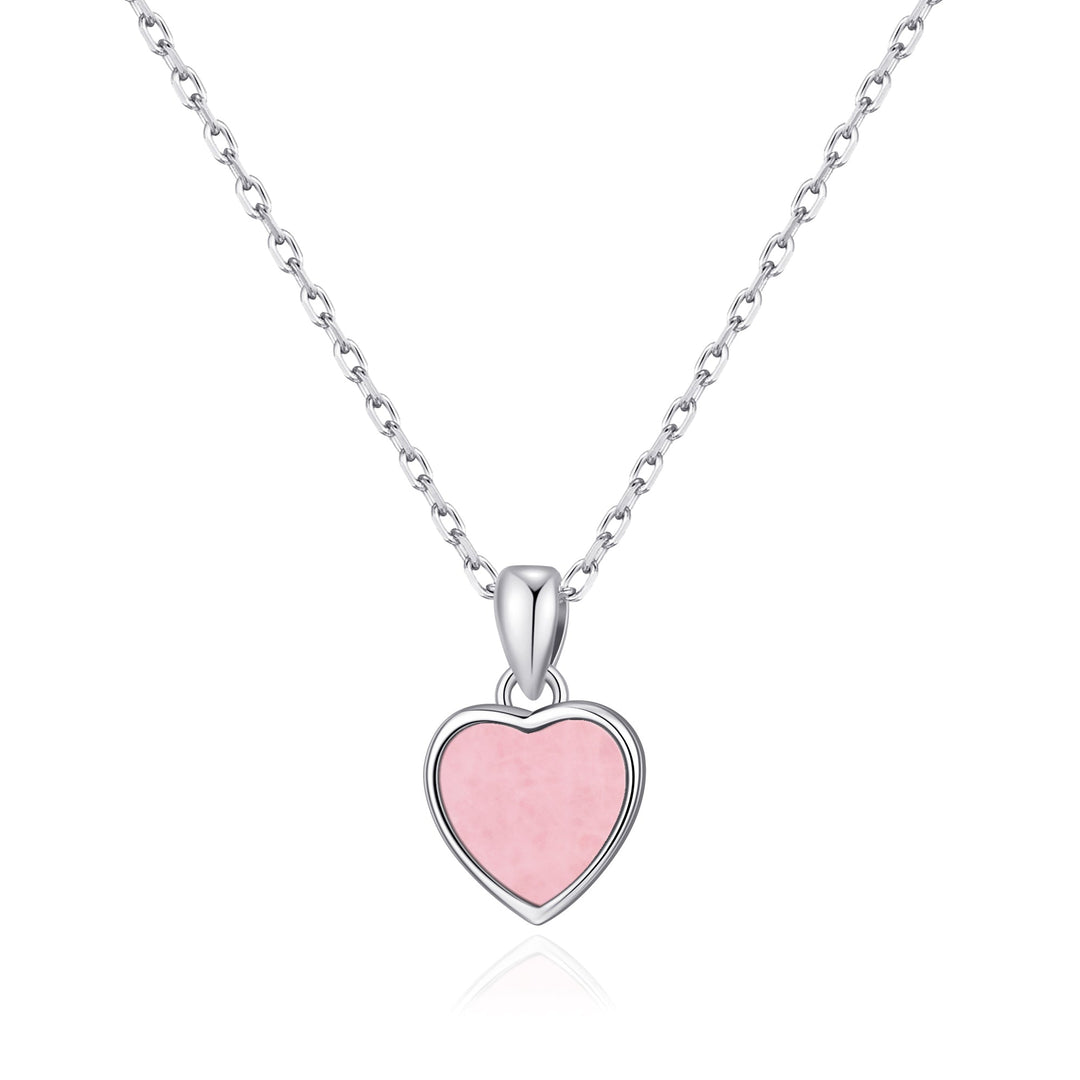 Rose Quartz Gemstone Heart Necklace - Philip Jones Jewellery