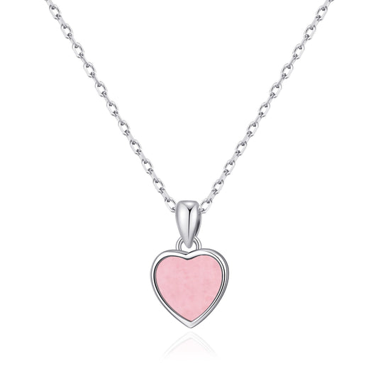 Rose Quartz Gemstone Heart Necklace - Philip Jones Jewellery