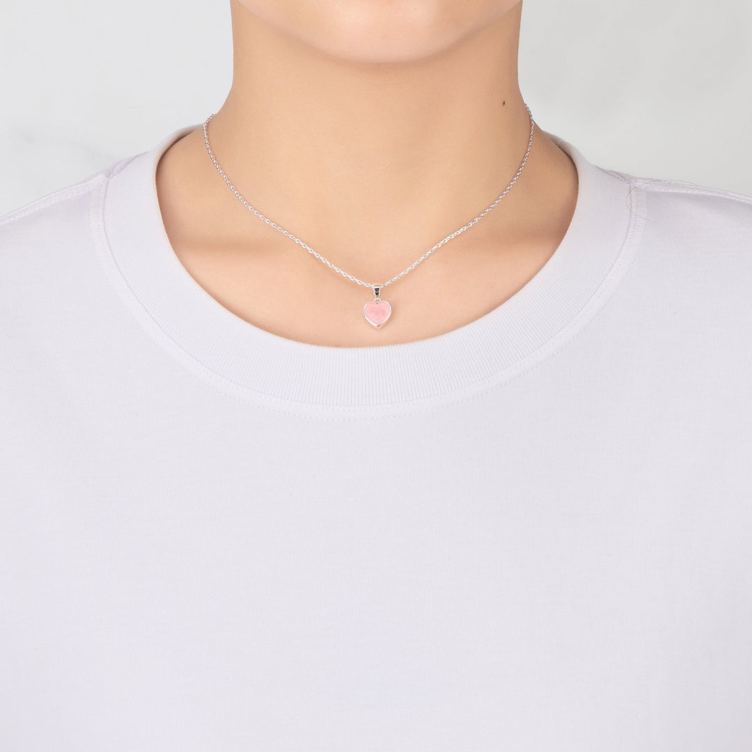 Rose Quartz Gemstone Heart Necklace - Philip Jones Jewellery