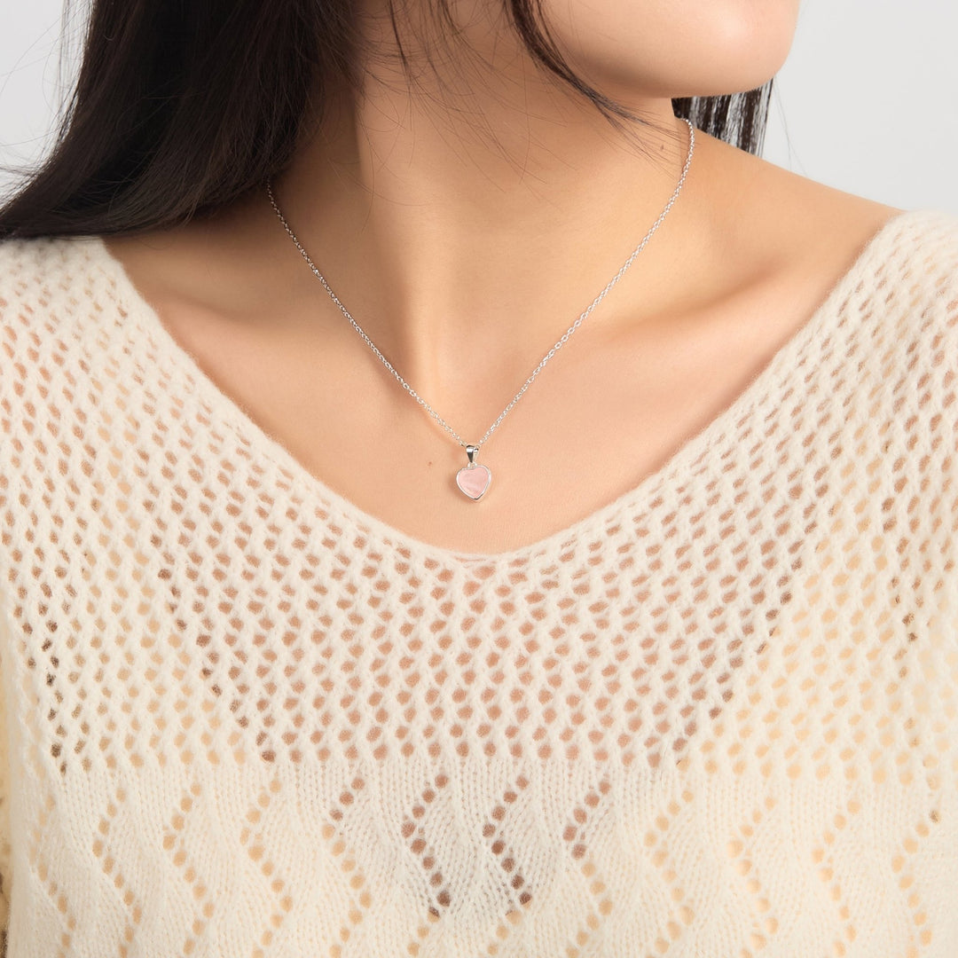 Rose Quartz Gemstone Heart Necklace - Philip Jones Jewellery