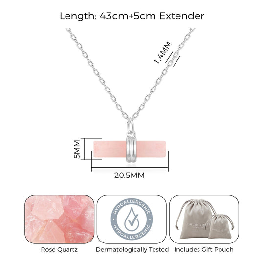 Rose Quartz Gemstone T-Bar Necklace