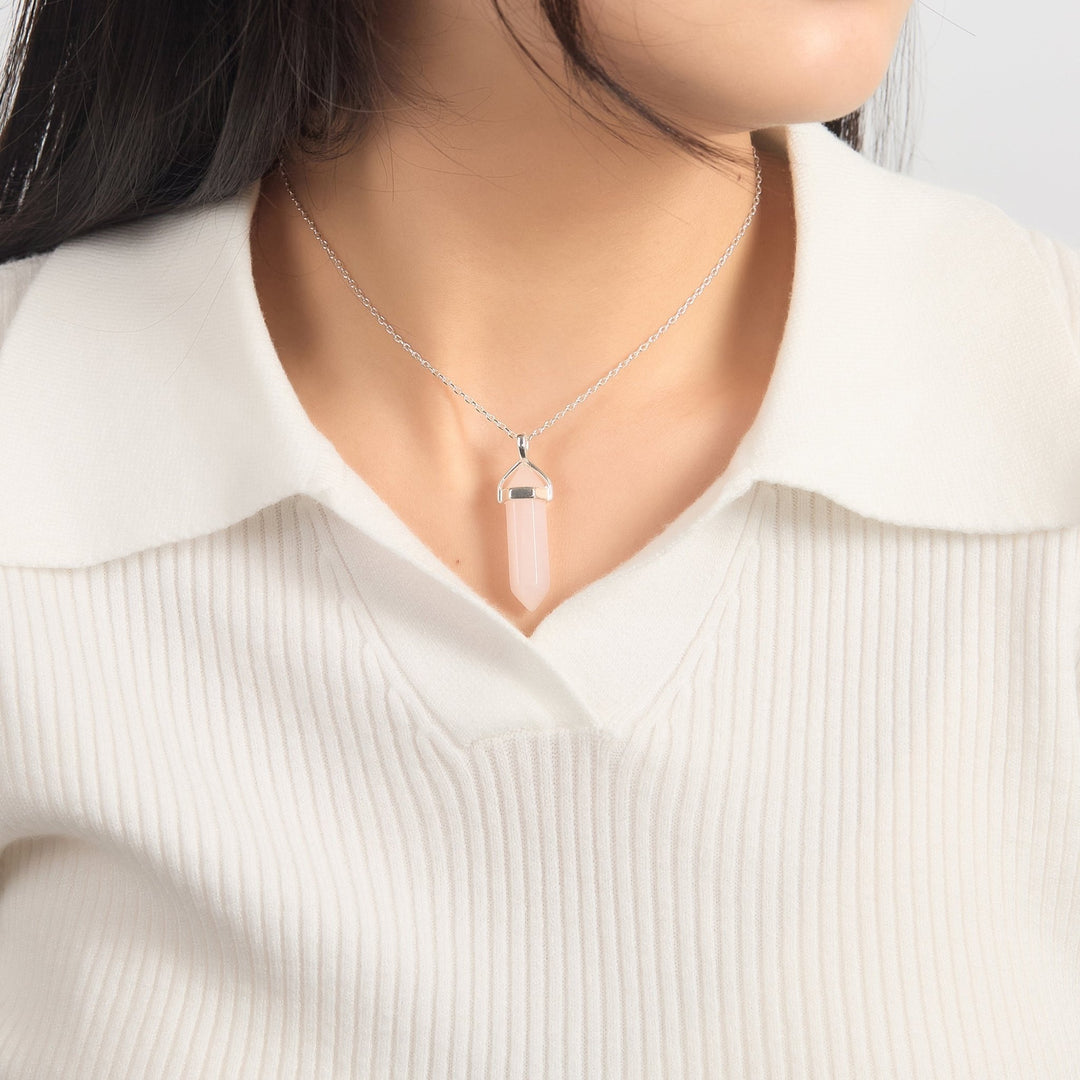Collana Rose collana a punta di quarzo Rose, oro, geometrico, neutro Collana Rose collana a punta di quarzo Rose, oro, geometrico, neutro