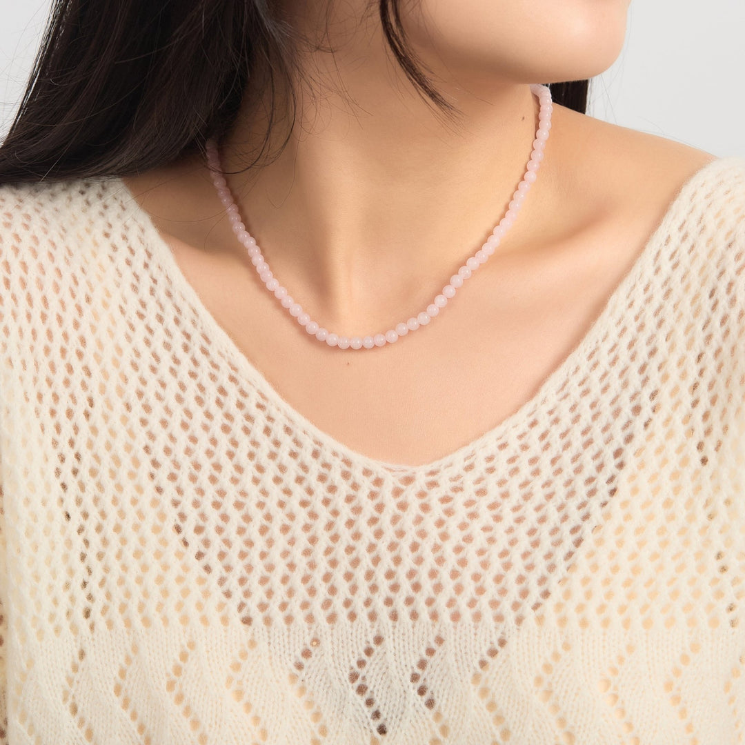 Rose Quartz Mini Beaded Gemstone Necklace - Philip Jones Jewellery