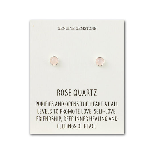 Rose Quartz Stud Earrings with Quote Card - Philip Jones Jewellery