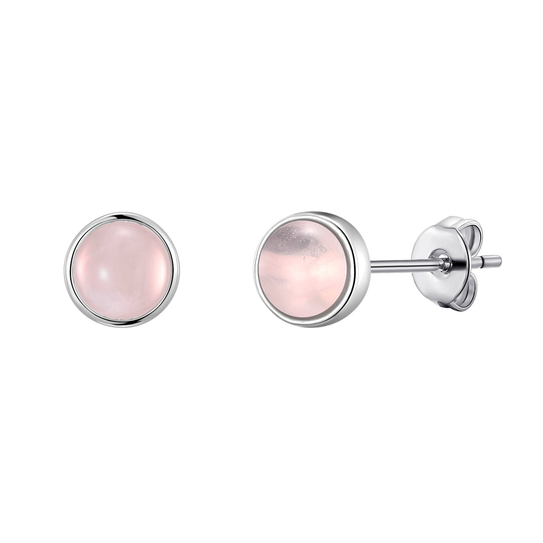 Rose Quartz Stud Earrings with Quote Card - Philip Jones Jewellery