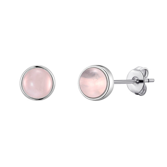 Rose Quartz Stud Earrings with Quote Card - Philip Jones Jewellery