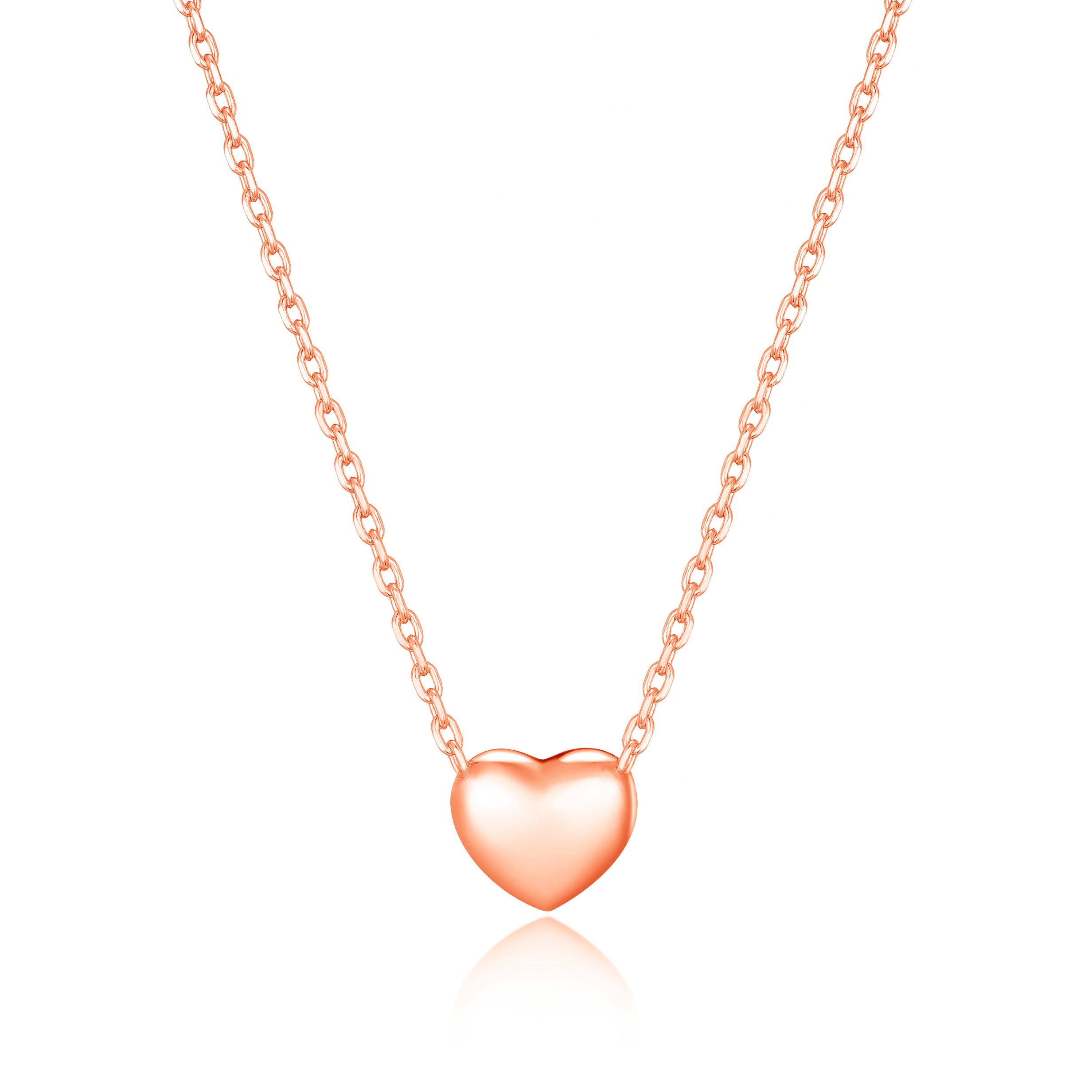 Rose Gold Plated Puffed Heart Necklace