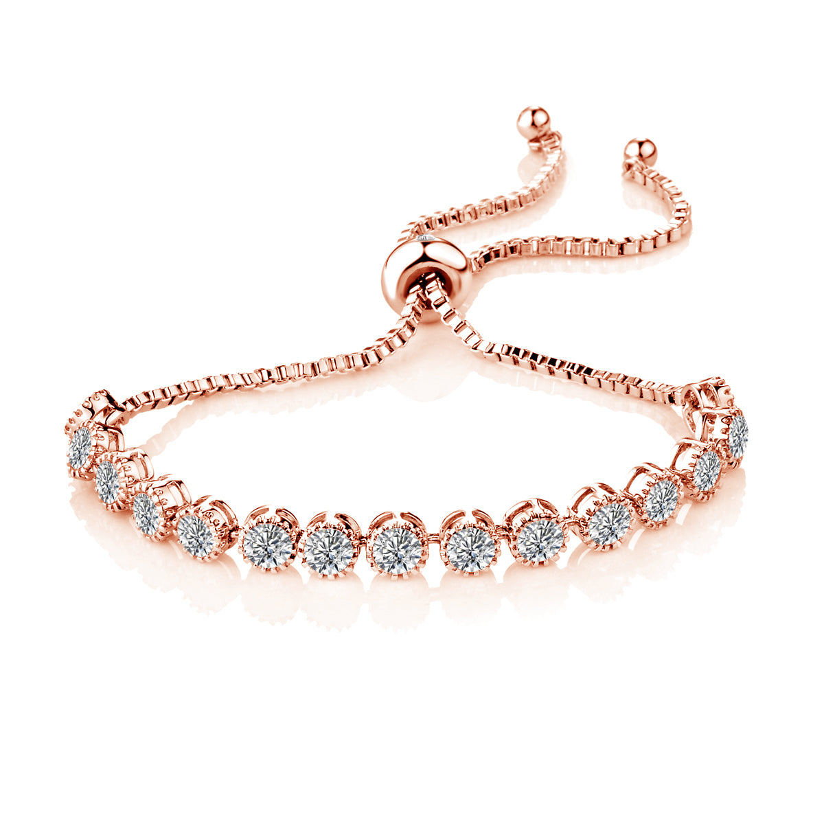 Rose Gold Plated Friendship Bracelet with Zircondia® Crystals by Philip Jones Jewellery